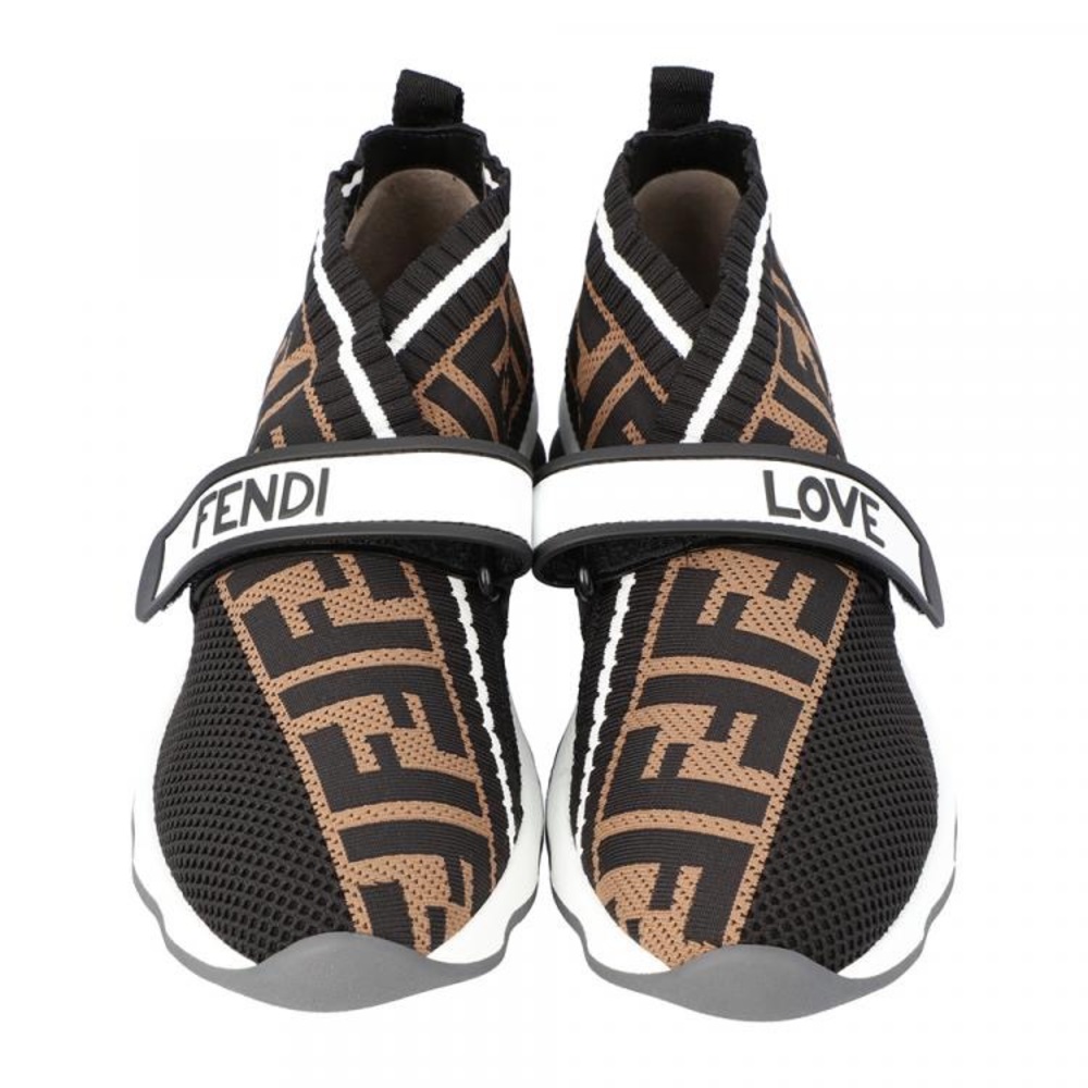 FENDI Brown Tobacco Rockoko knit Sneakers Size 37.5